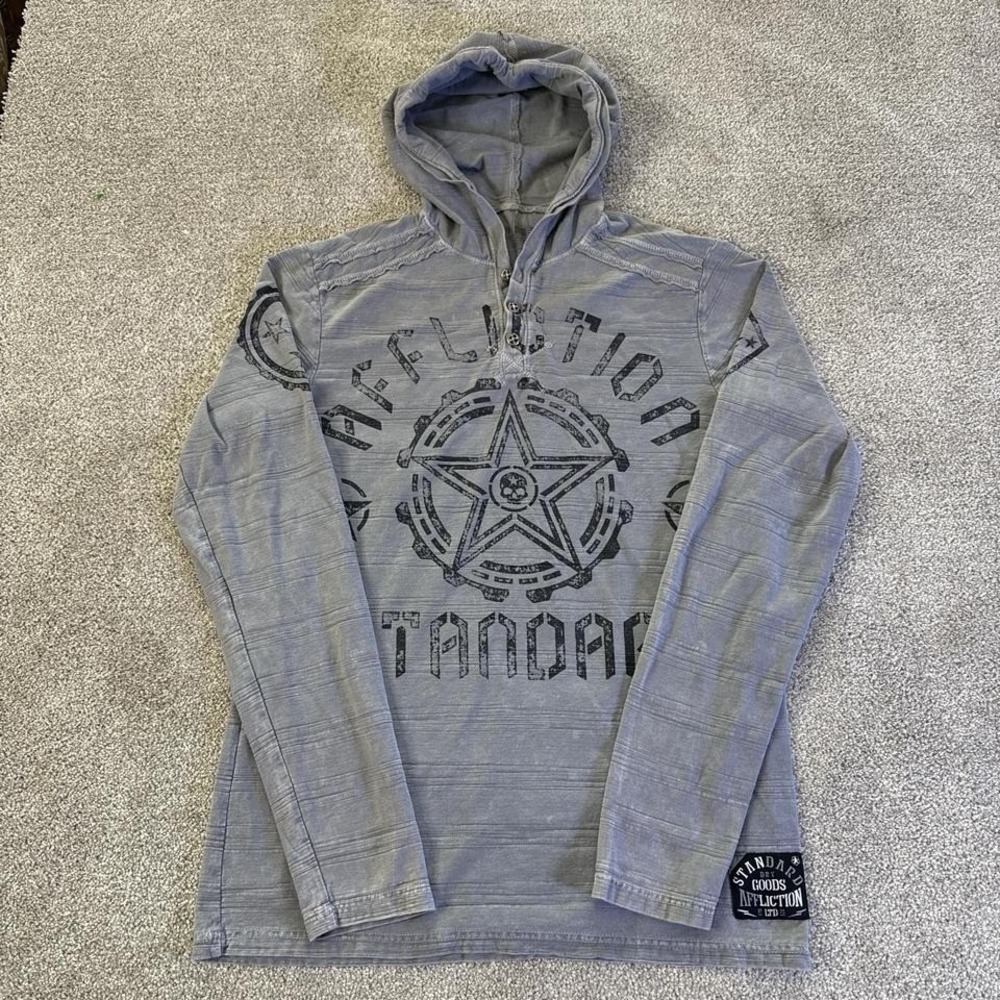 Affliction Standard LTD Hoodie Men's Small Gray Cotton Small